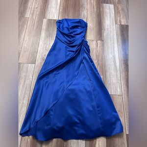 Jump Strapless Sapphire Blue Satin Gown